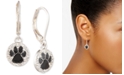 Pet Friends Jewelry Silver-Tone Black Paw Pav&eacute; Drop Earrings